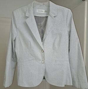Calvin Klein Soft Gray Striped Blazer